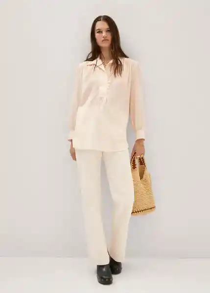 Blusa Aoza Rosa Pastel Talla L Mujer Mango