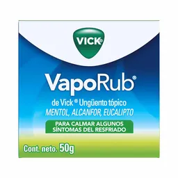 Vick VapoRub Ungüento Ayuda a calmar algunos síntomas del resfriado común con mentol eucalipto y alcanfor Tarro con 50g