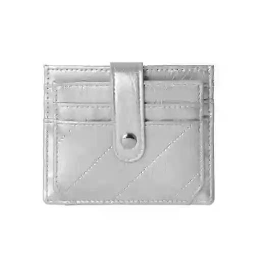 Tarjetero Con Líneas Bordadas Plata Serie Miniso