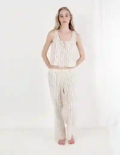 Camisa de Pijama Aerie Beige Talla SMALL 1819109 American Eagle