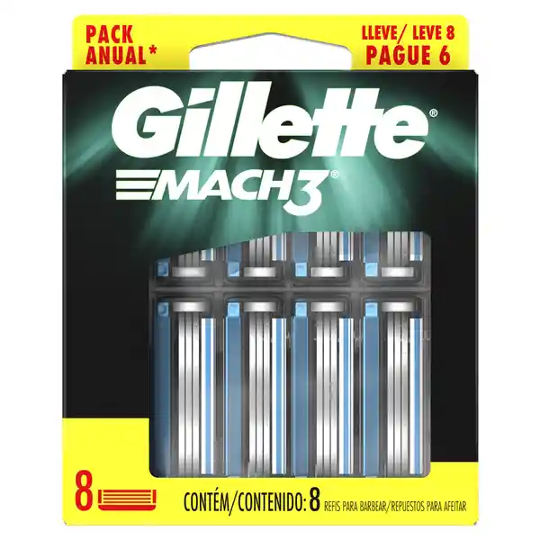 Gillette Repuesto Para Cuchilla de Afeitar Mach 3 Con 3 Hojas