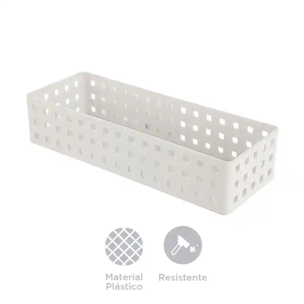 Miniso Caja de Almacenamiento Apilable Larga Mediana Blanco