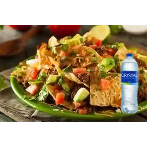 Combo Nachos Especiales Al Pastor + Agua Cristal