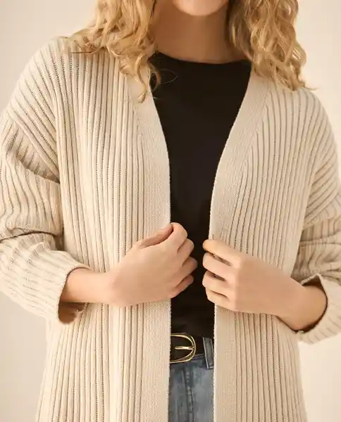 Cardigan Tejido Beige Arena Claro Talla M 663G202 Esprit