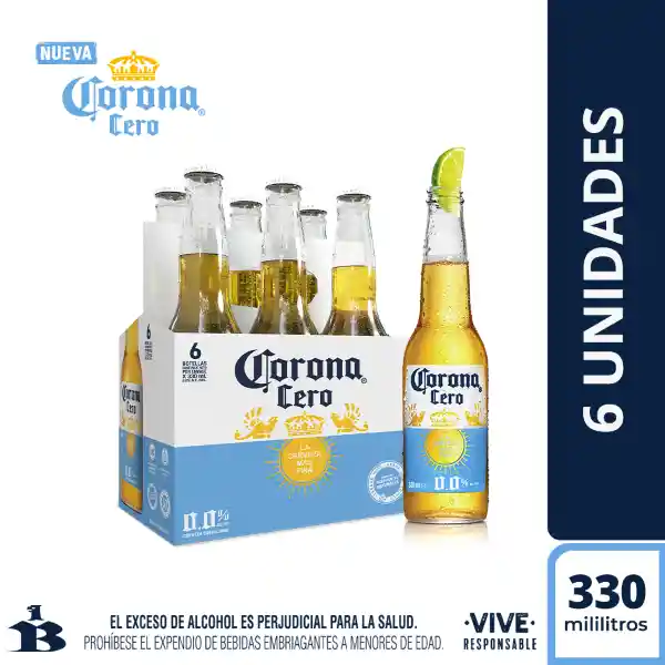 Corona Cero Cerveza 6 Unidades de 330 mL