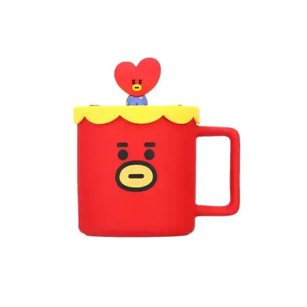 Bt21 Taza Cerámica Con Tapa de Silicona Tata Colección 425 mL