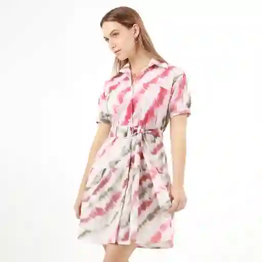 Vestido Cuello Camisero Manga Corta Multicolor Talla S 685627