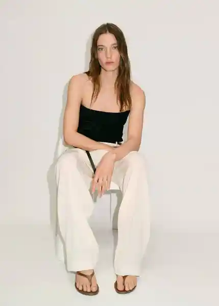 Pantalón Mire Vainilla Talla 36 Mujer Mango