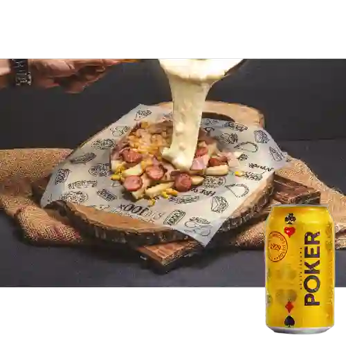 Combo Salchipapa + Cerveza Poker Lta 330ml