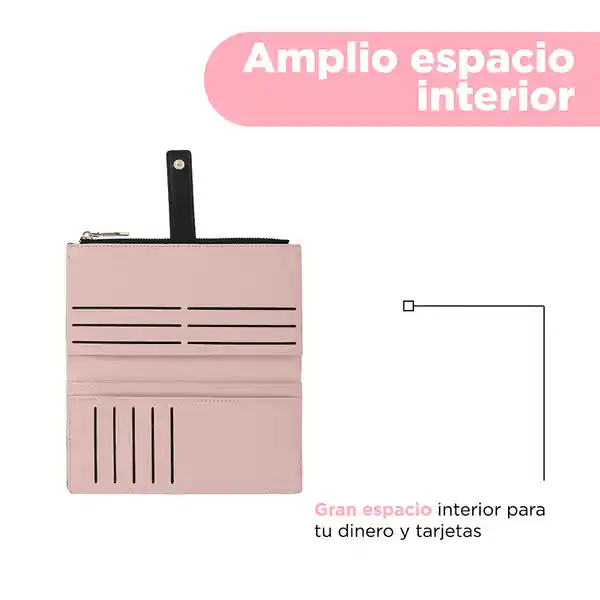 Cartera Para Mujer Larga Diseño Con Cinta Negro Miniso