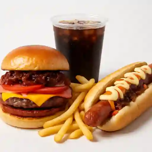 Combina2 Chori Burger Papas y Choriperro Papas y Bebida.