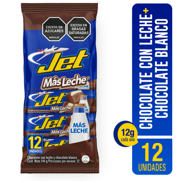 Chocolatina Jet con Leche y Chocolate Blanco 144 g
