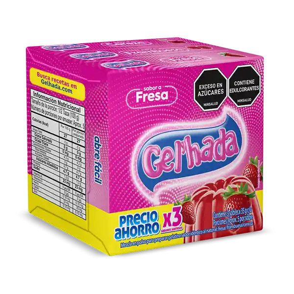 Gelatina Gelhada 3 Sabores Surt. x 35gr c/u