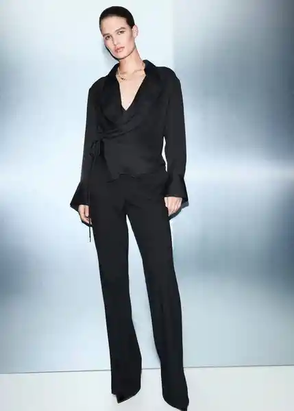 Camisa Rider Negro Talla L Mujer Mango