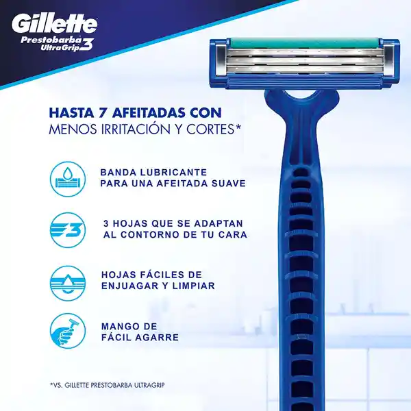 Gillette Máquina de Afeitar Desechable Ultra Grip 3
