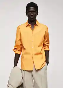 Camisa Consell-I Naranja Talla L Hombre Mango