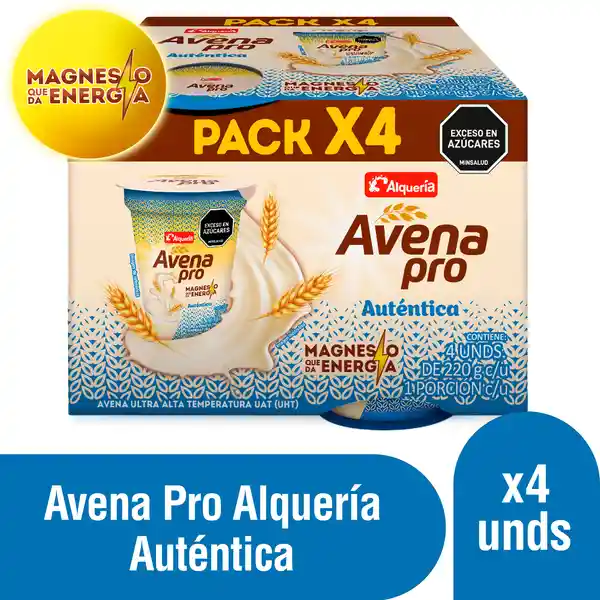 Alqueria Avena Pro Autentica Vaso 220g X 4 und