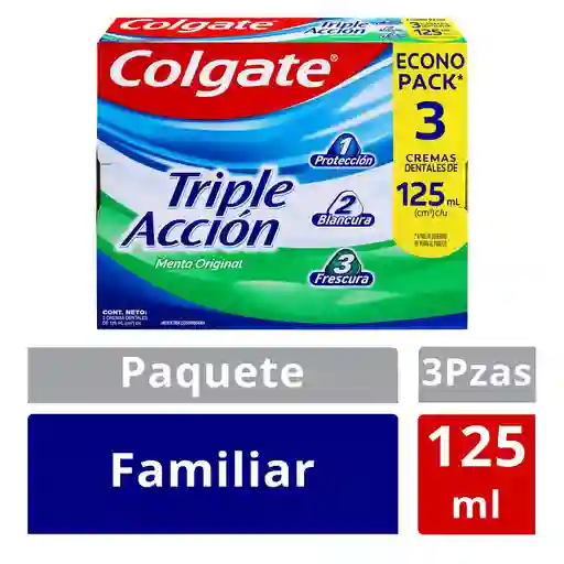 Crema Dental Colgate Triple Accion 125ml x3