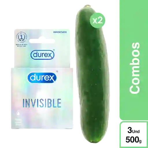 Combo Durex Invisible + Pepinos 2 Und