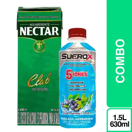 Combo Aguardiente Néctar Sin Azúcar 1.5 L + Suerox Mora Azul