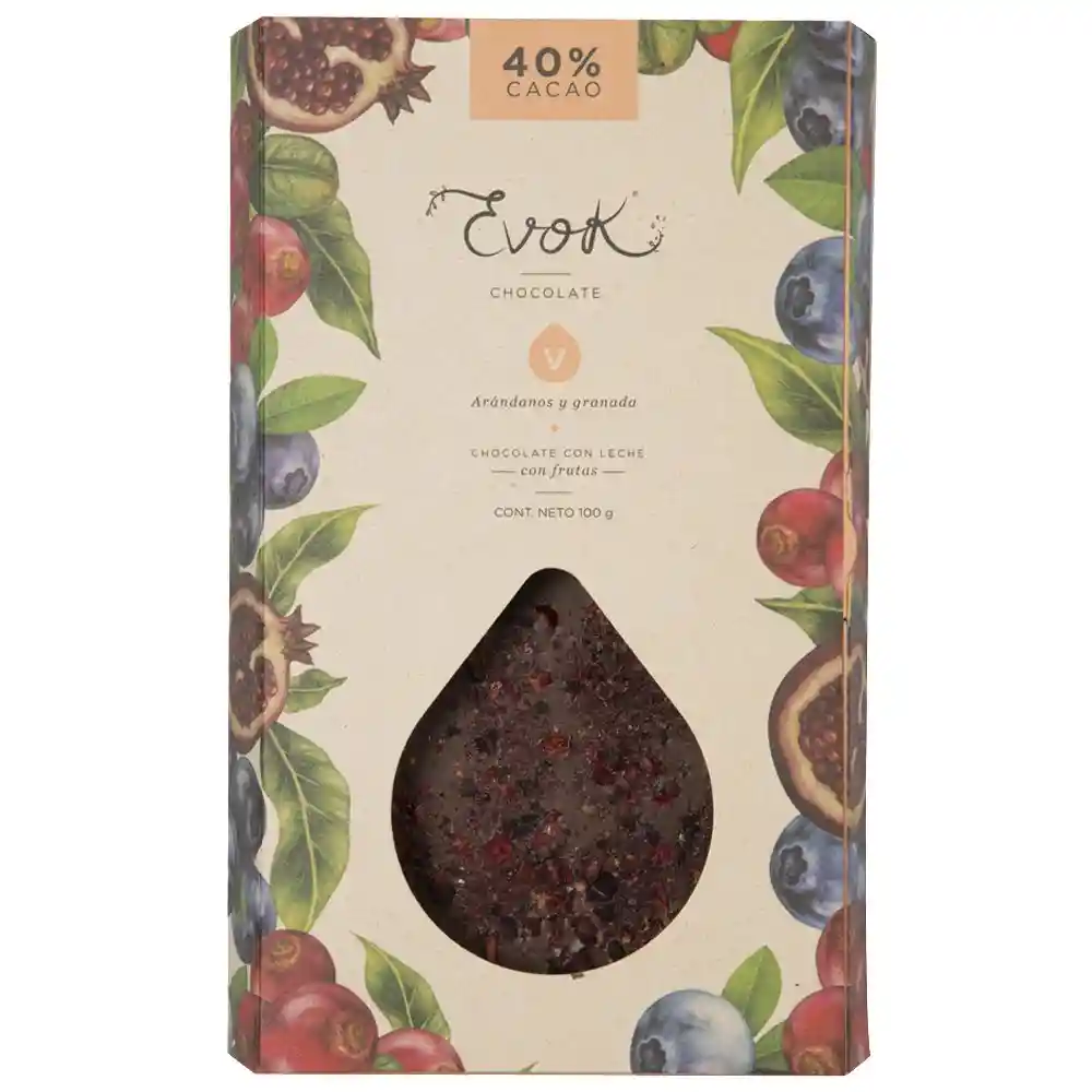Evok Chocolate con Leche con Frutas 40 % Cacao 