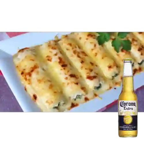 Combo Canelones Carne + Cerveza Corona Bot. 355ml