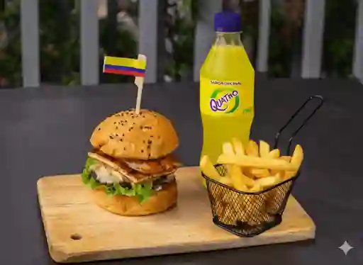 Hamburguesa Colombiana + Papas + Gaseosa 