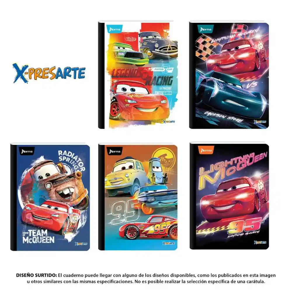 Cuaderno. Cars Rayado 100 Hojas Cosido Cuadernos Norma