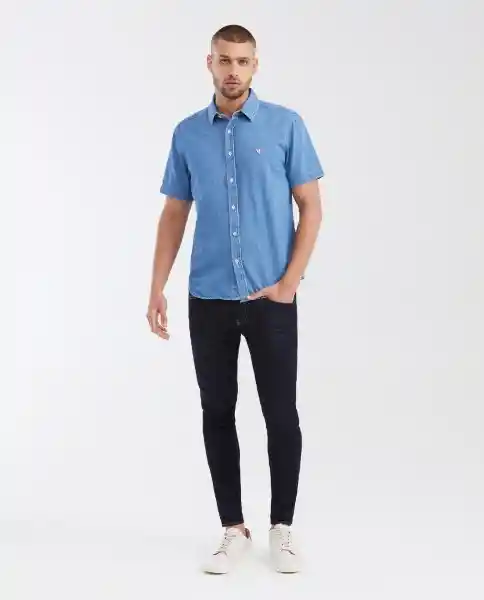 Camisa Denim Corta Azul Lago Primavera Oscuro M Chevignon