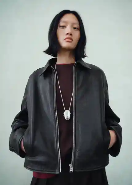 Chaqueta Cazadora Low Negro Talla L Mujer Mango