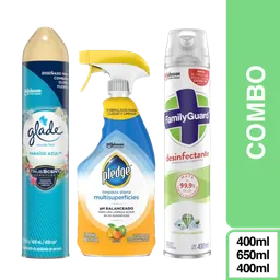 Combo Glade Paraíso Azul + Pledge + Family Guard