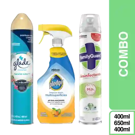 Combo Glade Paraíso Azul + Pledge + Family Guard