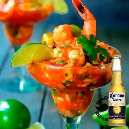 Combo Cóctel de Camarón + Corona Extra 355 ml