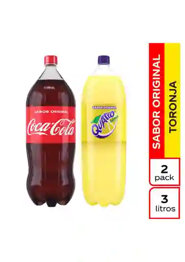 Gaseosa Coca-Cola Sabor Original PET 3L + Quatro PET 3L