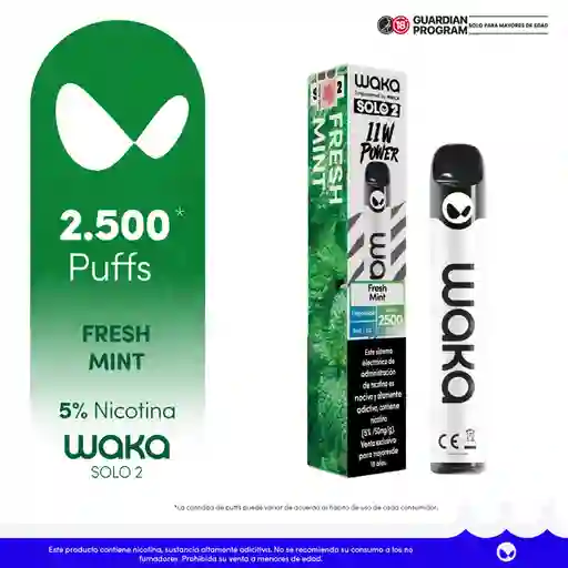 Waka Vapeador Solo2 Fresh Mint 5% 2500 Puff