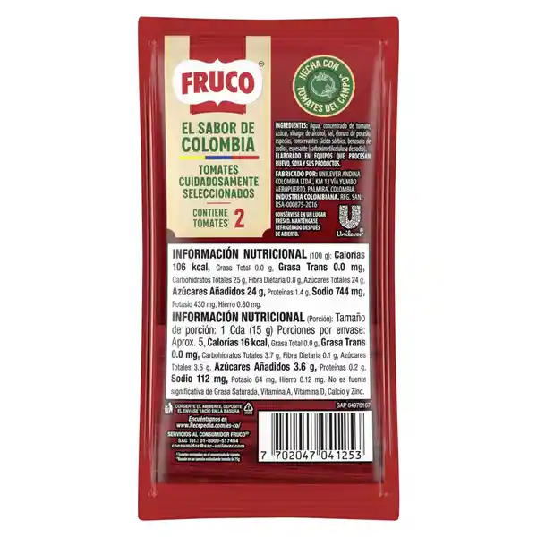 Salsa de Tomate Fruco sachet 80G x 12unidades