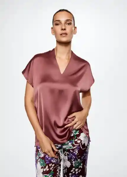 Blusa Cristal-A Vino Talla L Mujer Mango