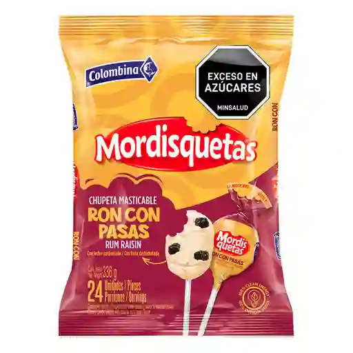 Mordisqueta Chupetas Masticables Sabor a Ron con Pasas