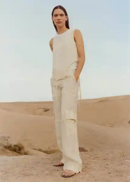 Pantalón Cargo Crudo Talla L Mujer Mango