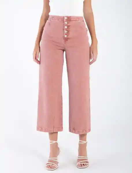 Pantalón De Tiro Alto Rosa Rosetón Medio Talla 4 Mujer Naf Naf