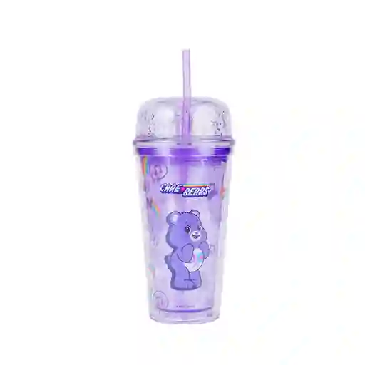 Vaso de Plástico de Doble Pared Con Pitillo Morado Miniso