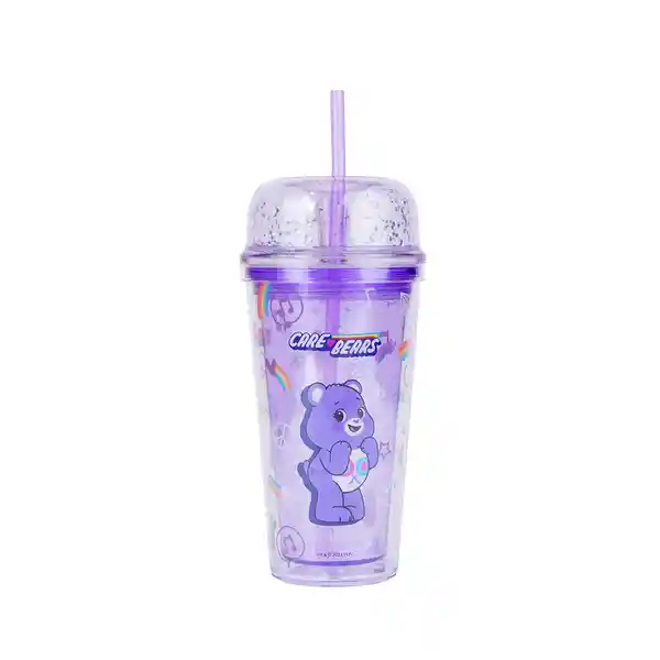 Vaso de Plástico de Doble Pared Con Pitillo Morado Miniso