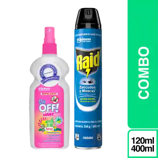 Combo Repelente Stay Off! Niños + Raid Aerosol 400 mL