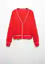 Buzo Cardigan Piping Rojo Talla M Mujer Mango