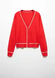 Buzo Cardigan Piping Rojo Talla M Mujer Mango