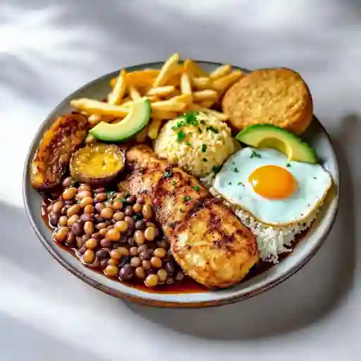 Bandeja De Frijoles Con Rodaja De Bagre