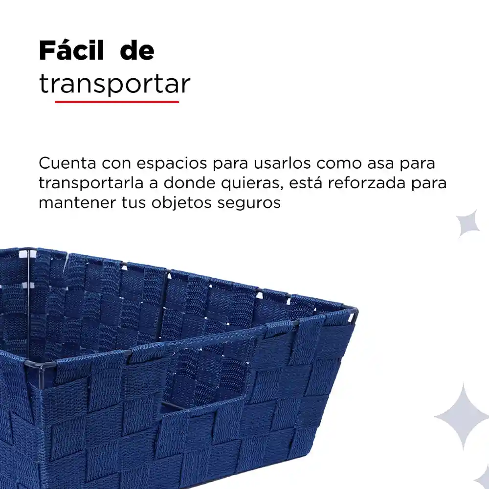 Miniso Cesta de Almacenamiento Tejida Azul L