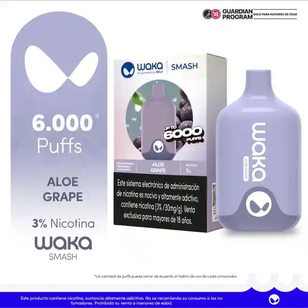 Waka Vapeador Smash Grape Apple 3% 6000 Puff