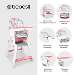 Bebesit Silla Comedor Bebé Kinder City Rosa 2 en 1