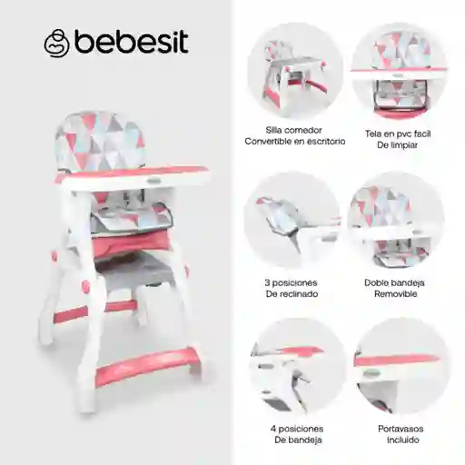 Silla Comedor Bebe Kinder 2en1 Bebesit Prin1055g